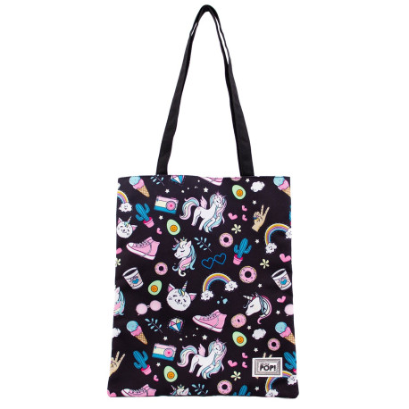 Oh My Pop! Illusion Bolsa de la Compra Shopping Bag, Negro