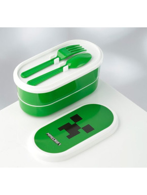 Boîte à lunch Minecraft Creeper avec couverts