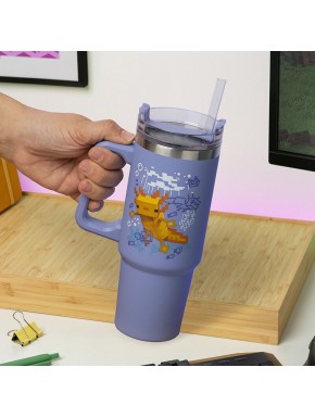 Minecraft Purple 900ml Vaso aislante y pajita Minecraft
