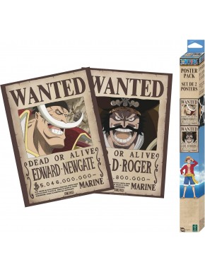 One Piece Set 2 Posters Chibi 52X38 Wanted Roger & Whitebeard